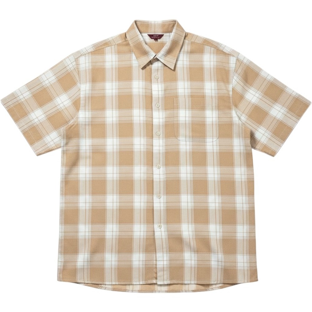 ZAM Plaid Button Down Short Sleeve Shirt Men's 3XL Tan White RN 92409